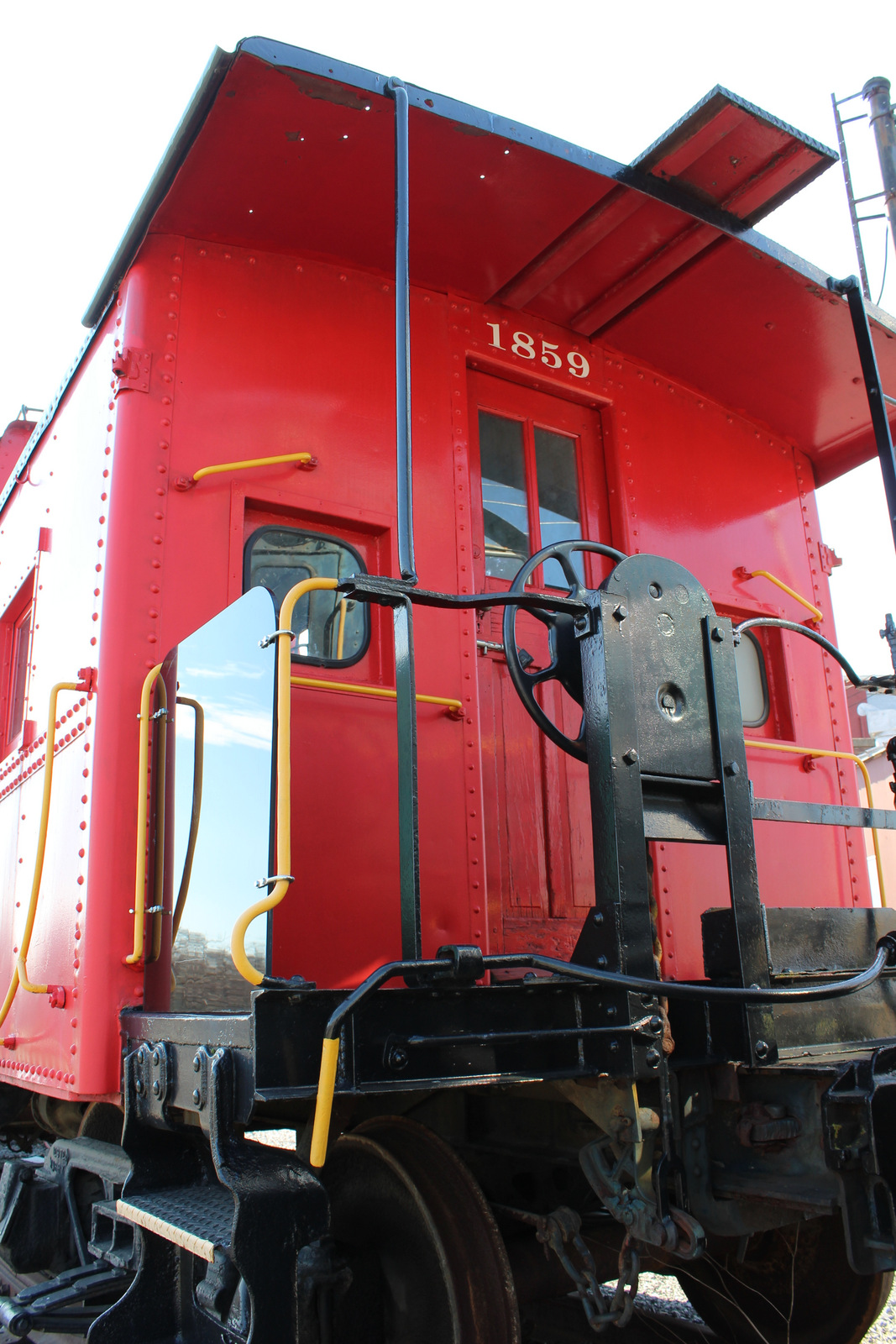 Rolling stock at the Hagerstown Roundhouse Museum - end view of a Western Maryland caboose 1859.