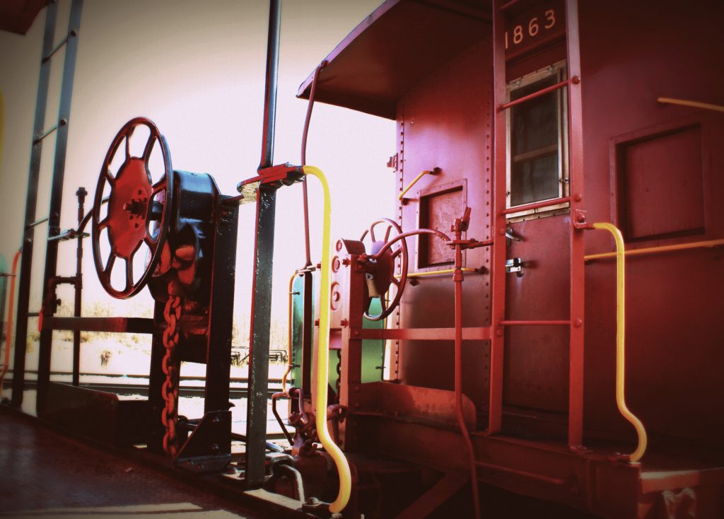 Rolling stock at Hagerstown Roundhouse - The back of a caboose.