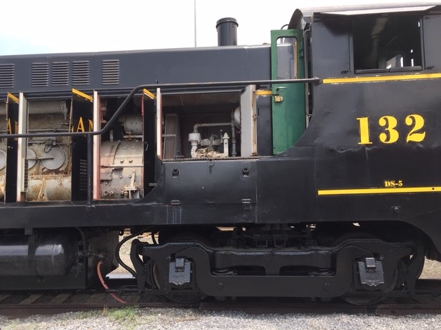 Locomotive 132 with open panels during Railroad Heritage Days at the Hagerstown Roundhouse Museum.