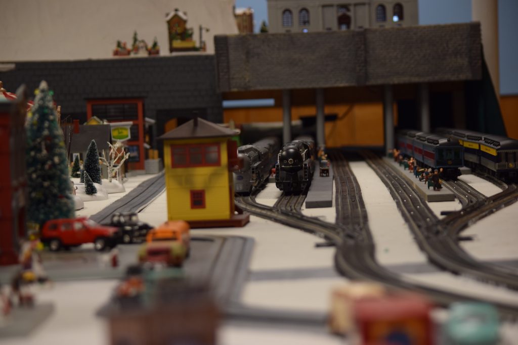 A train yard - "Christmas at the Roundhouse" model train display.