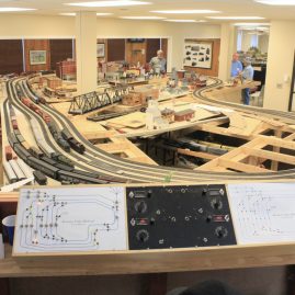 Model train display under construction.
