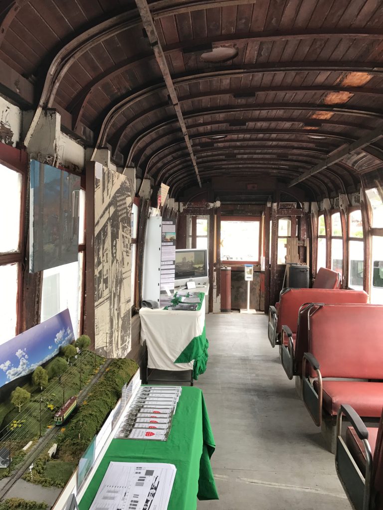 Interior of the trolly during Railroad Heritage Days, 2017